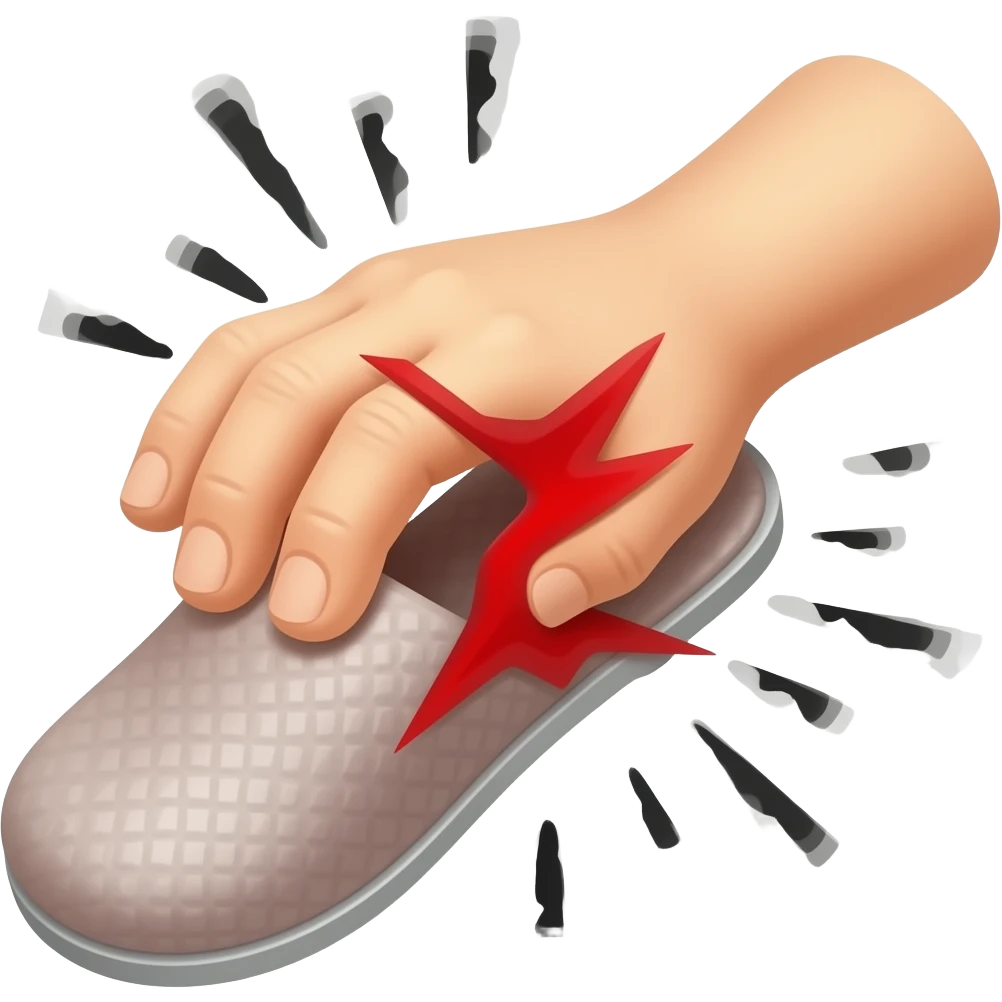 a hand grasping a slipper to hit someone emoji