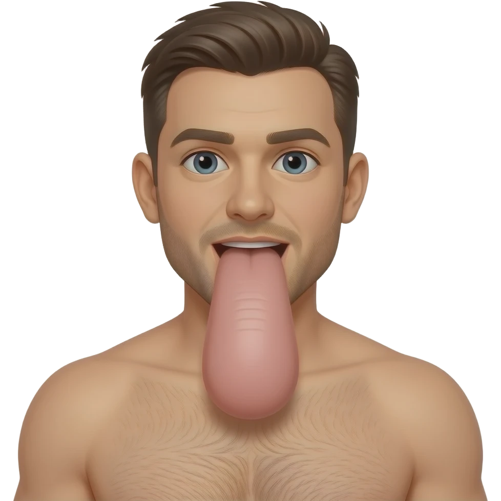 A naked man with a huge penis emoji