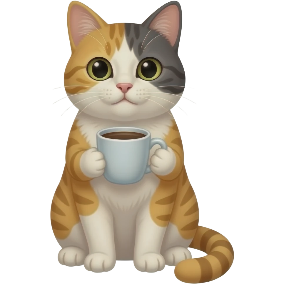 Cat with coffee emoji