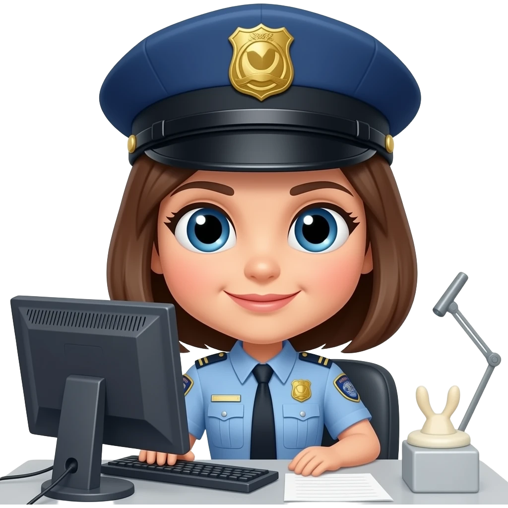 Mad Dispatch lady at a computer emoji