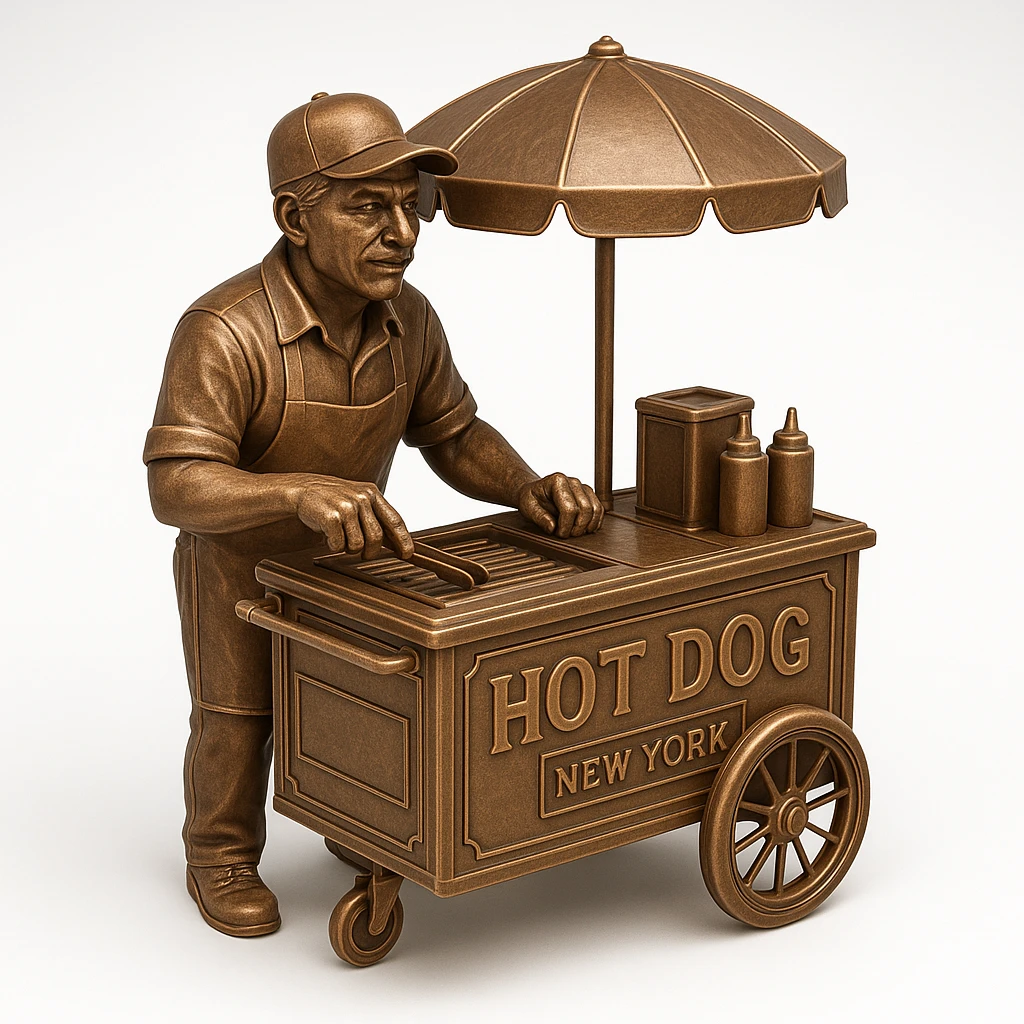 hotdog seller in New York with cart emoji