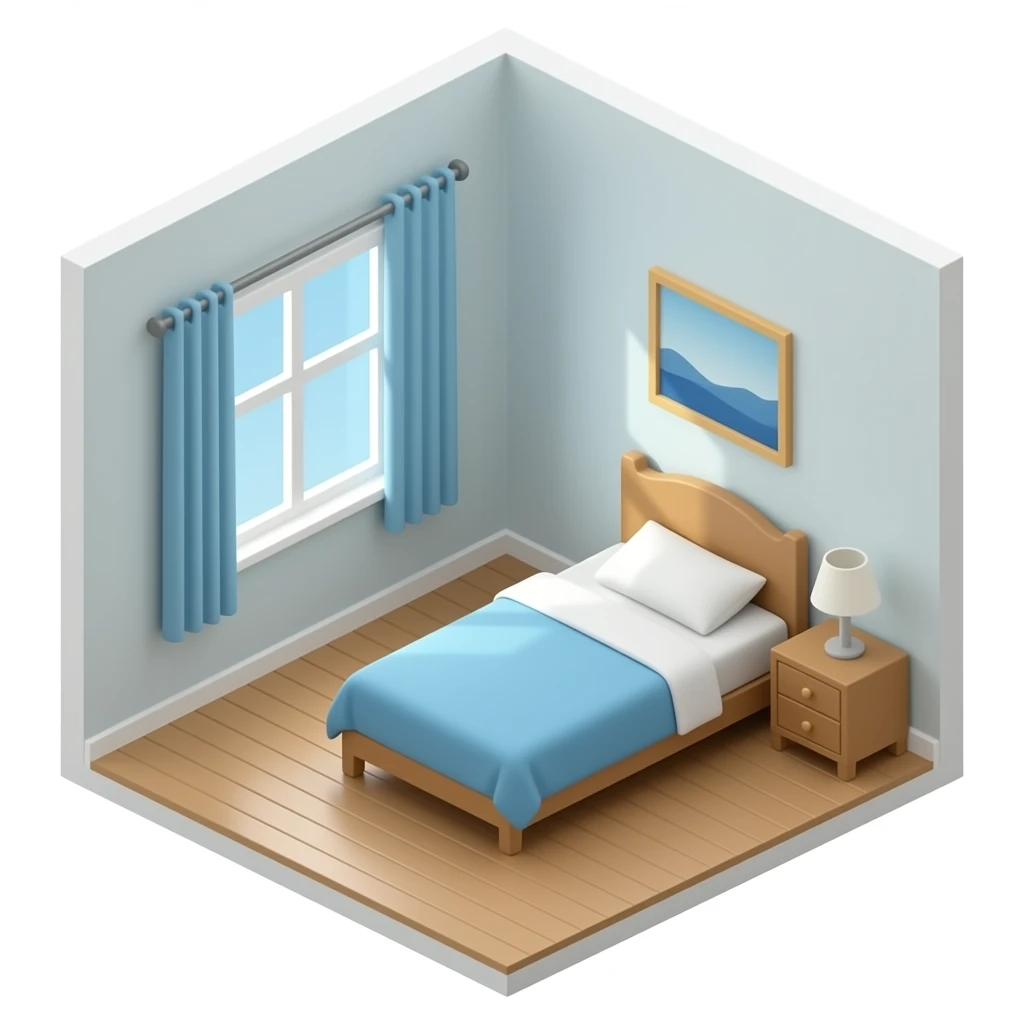 private big room 1 bed, view from corner emoji