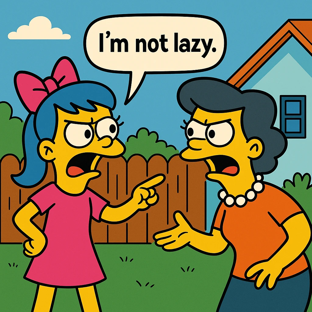 Retort – a quick and sharp reply (answer).
“I’m not lazy,” she said in a sharp retort.
 emoji
