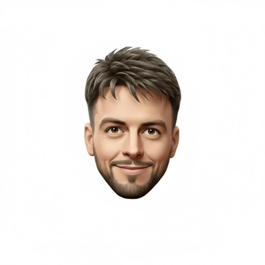 нарисуй этого человека со счастливым, отдохнувшим расслабленным лицом  без фона emoji