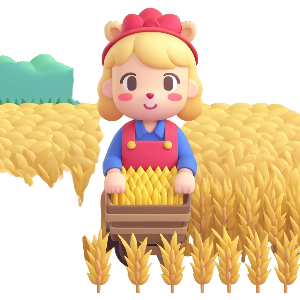 animal crossing character, little guy that harvest wheat emoji