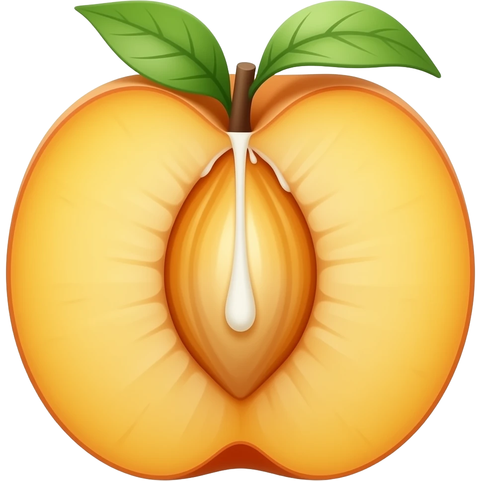 Peach with cream dripping over the middle split emoji