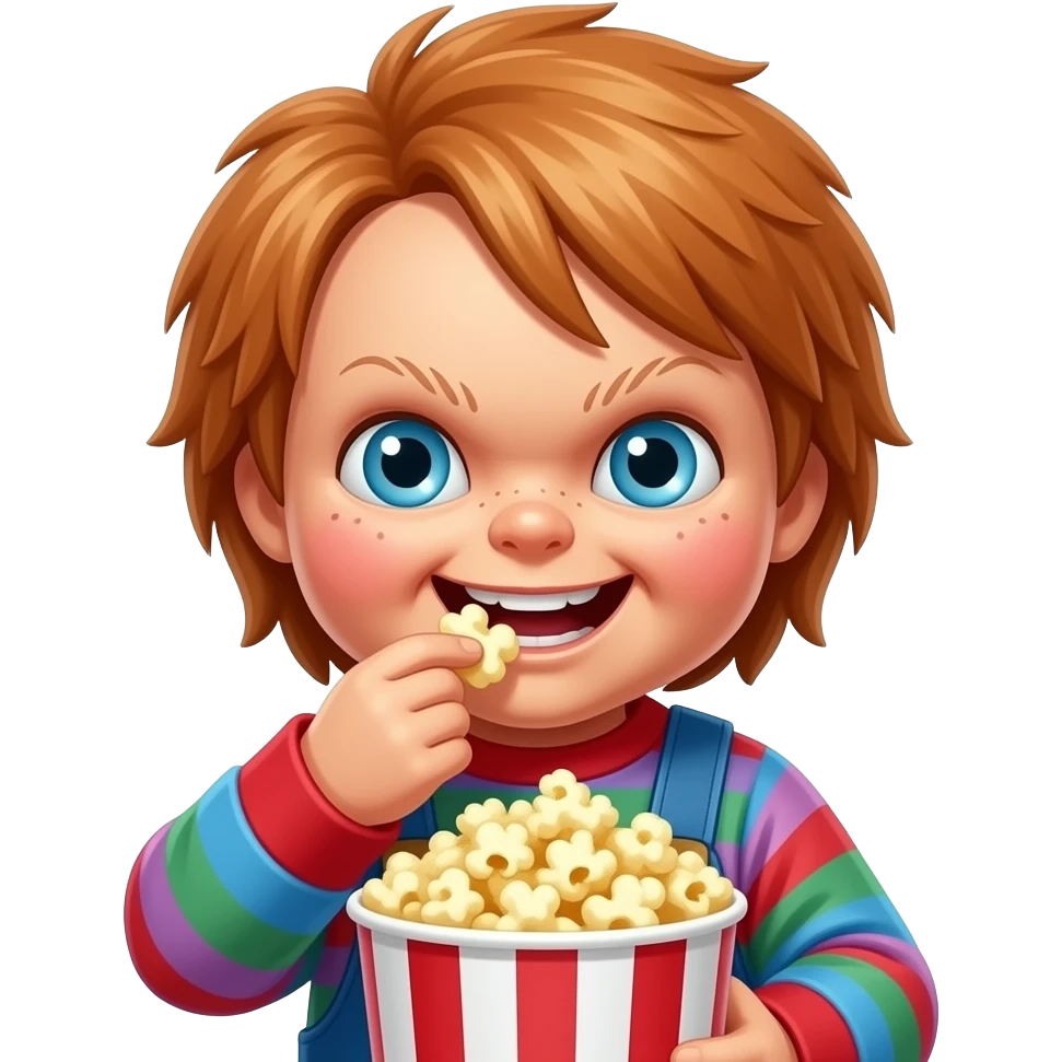 chucky eating bucket ofpopcorn emoji