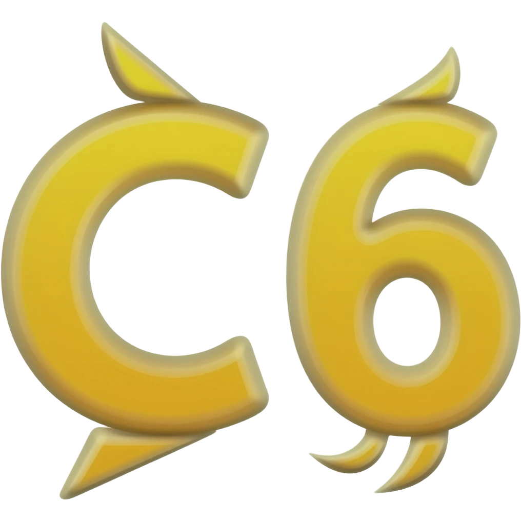 C6 number letter yellow colour emoji