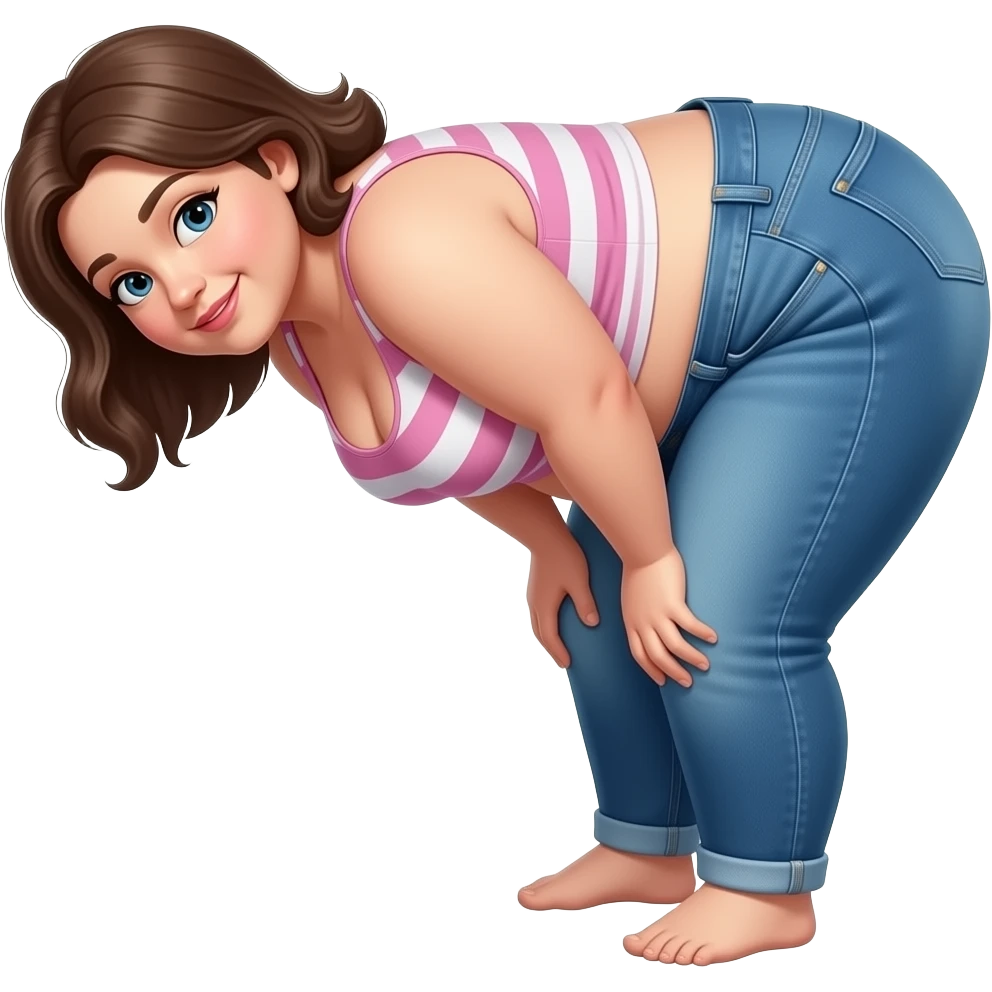 fat woman bent over with jeans emoji