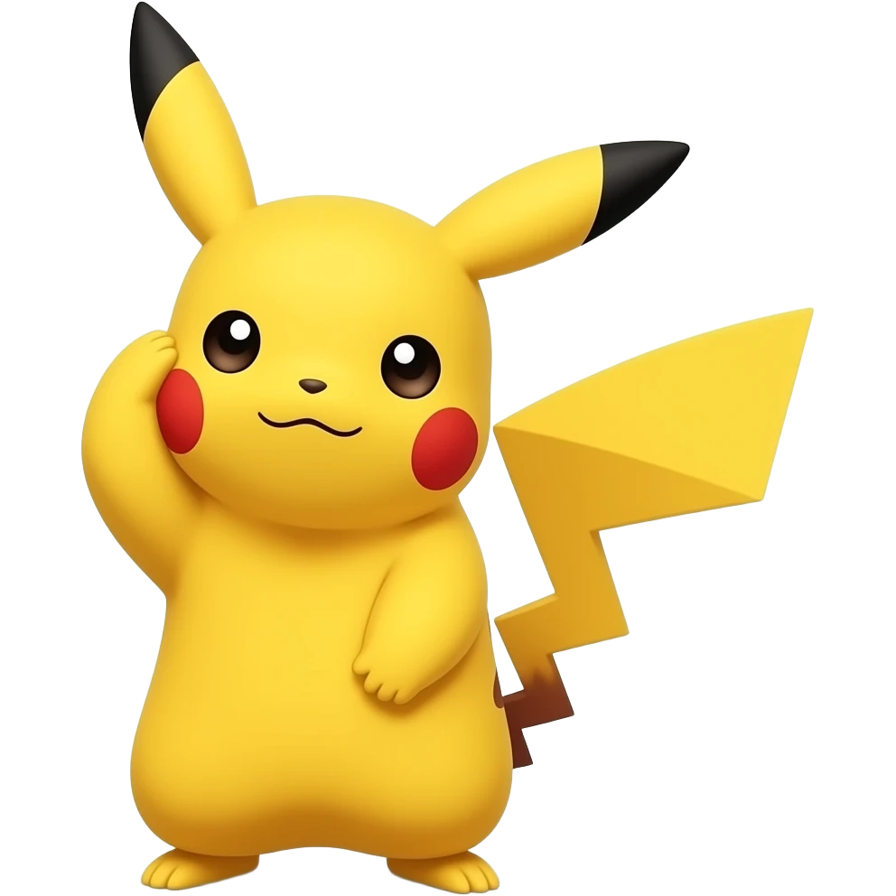 Pikachu rubbing the back of his head and looking shy emoji