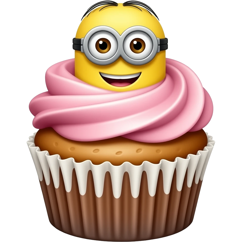 Cupcake with pink icing minion boca emoji