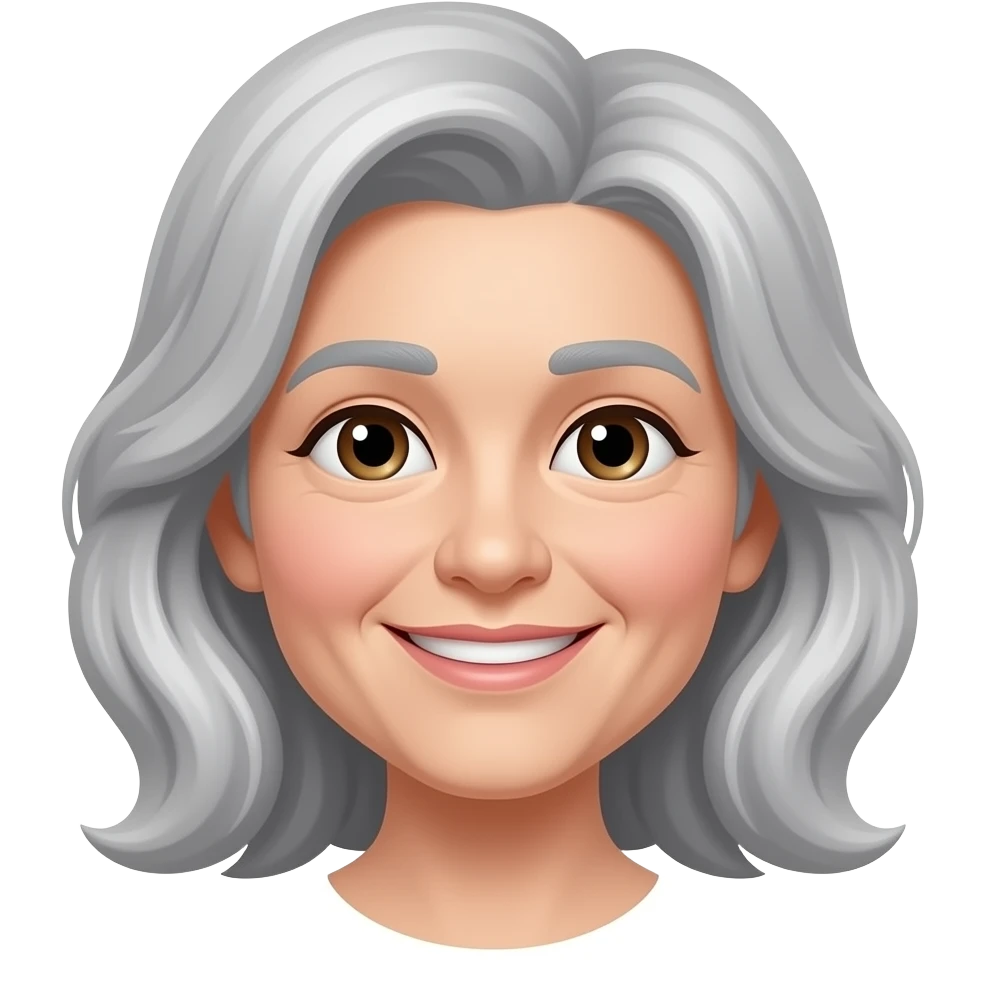 Very kind and loving with grey hair emoji