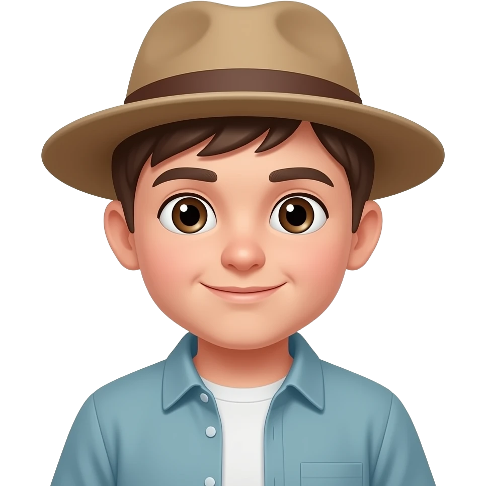 一個小眼睛、高鼻子、胖身形，戴帽子的男生 emoji