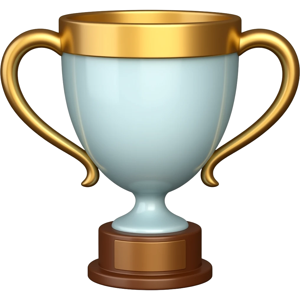una coppa del terzo posto semplice di bronzo di vetro (in stile liquid glass a colori) emoji