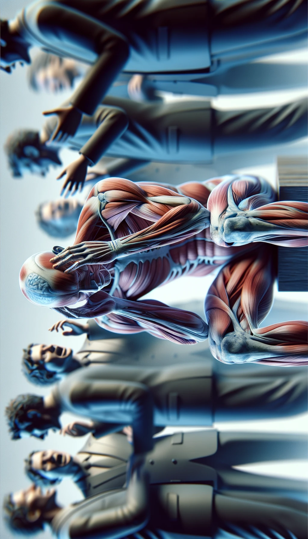 CORPO UMANO ANATOMICO SEDUTO a casa sua CON PERSONE SFOCATE SULLO SFONDO CHE GLI PARLANO contro E LO ASSILLANO, LUI SI TIENE LE MANI SULLA TESTA ED è MOLTO STANCO E STRESSATO: non riesce ad ascoltare tutti quelli che gli stanno parlando, IPERREALISTICO 4K emoji