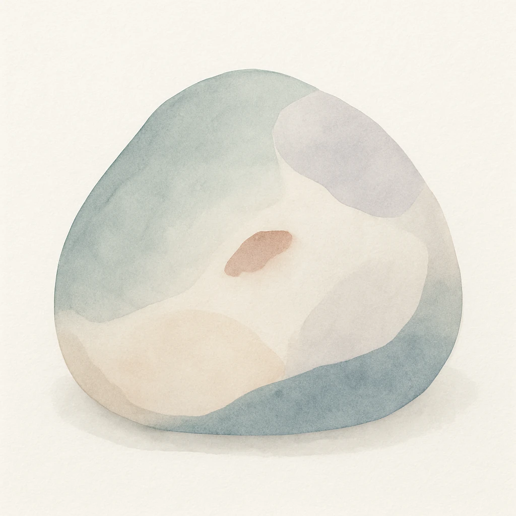 a painted rock, watercolor style, detailed brush strokes, soft colors emoji