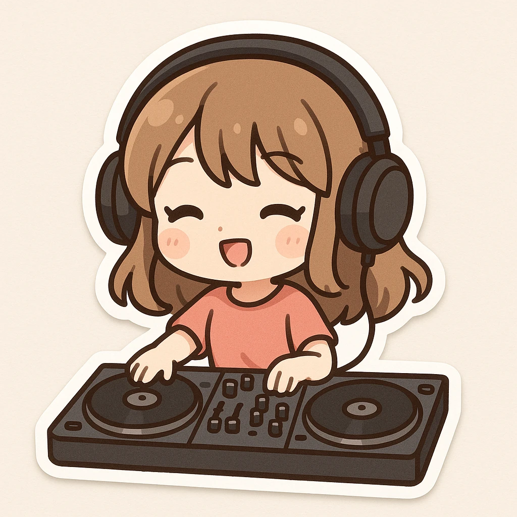 girl playing DJ set emoji