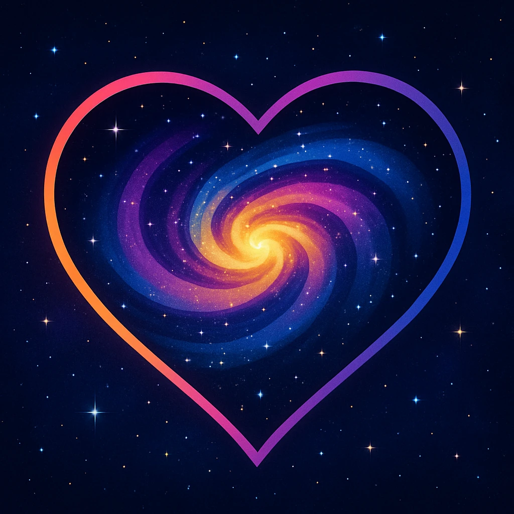 heart with a galaxy swirl, digital illustration, clean emoji