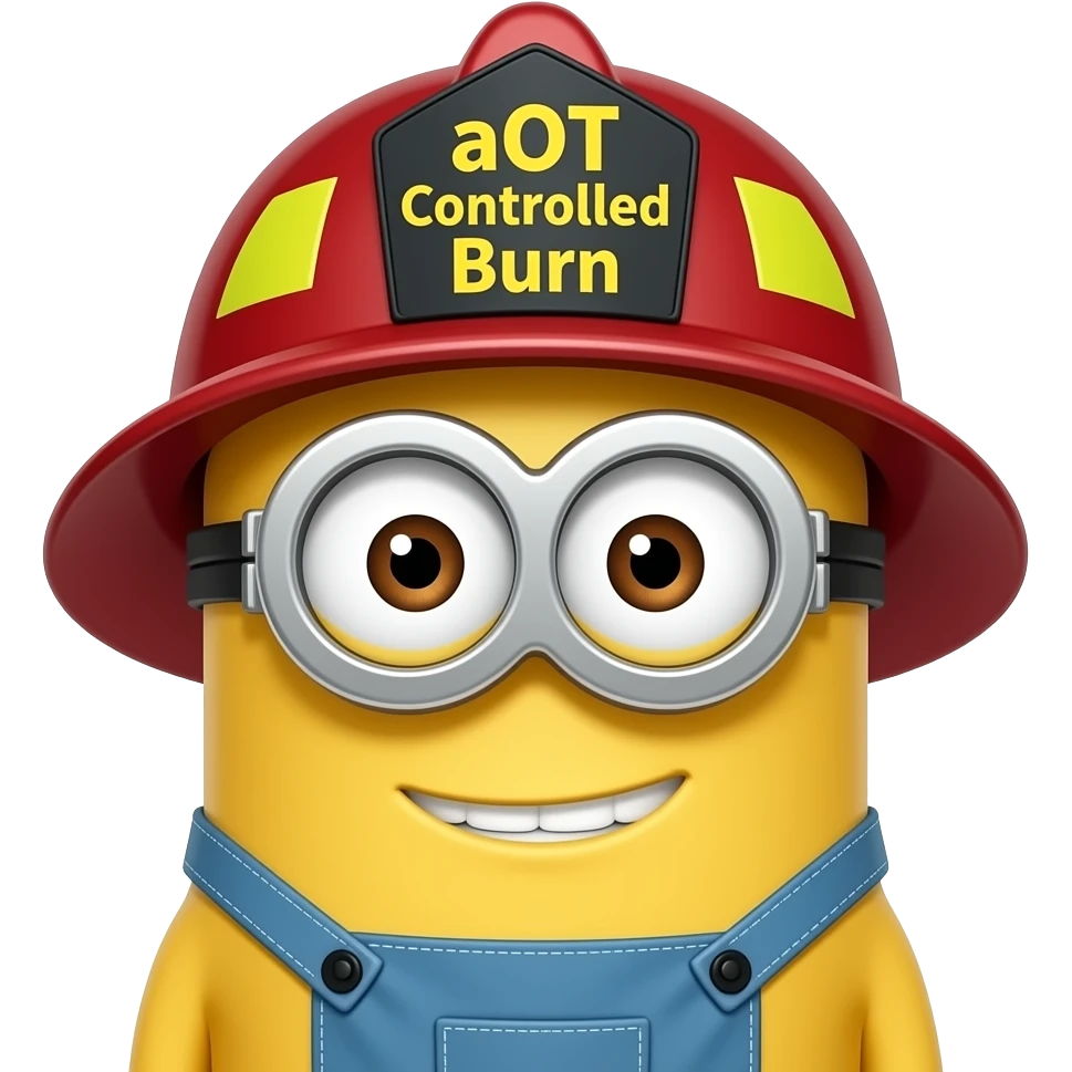 minion firefighter text aOT Controlled Burn on helmet emoji