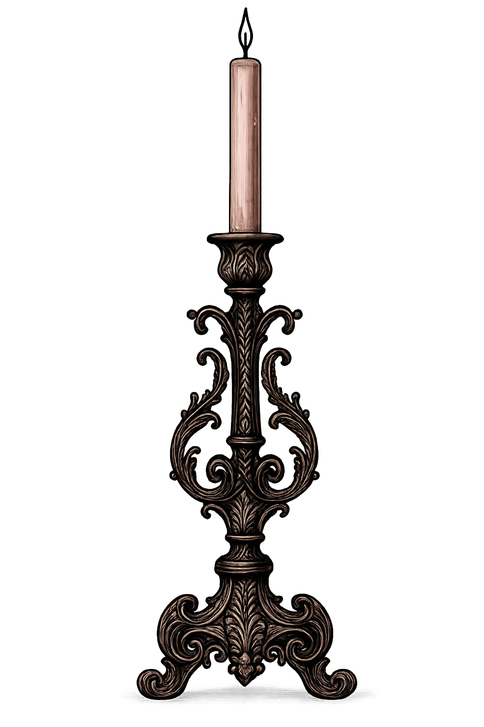 black and pink ornate candlestick emoji