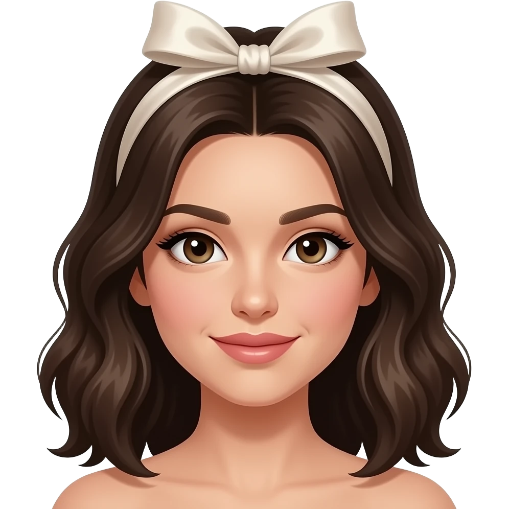 brunette white woman with head ribbon emoji