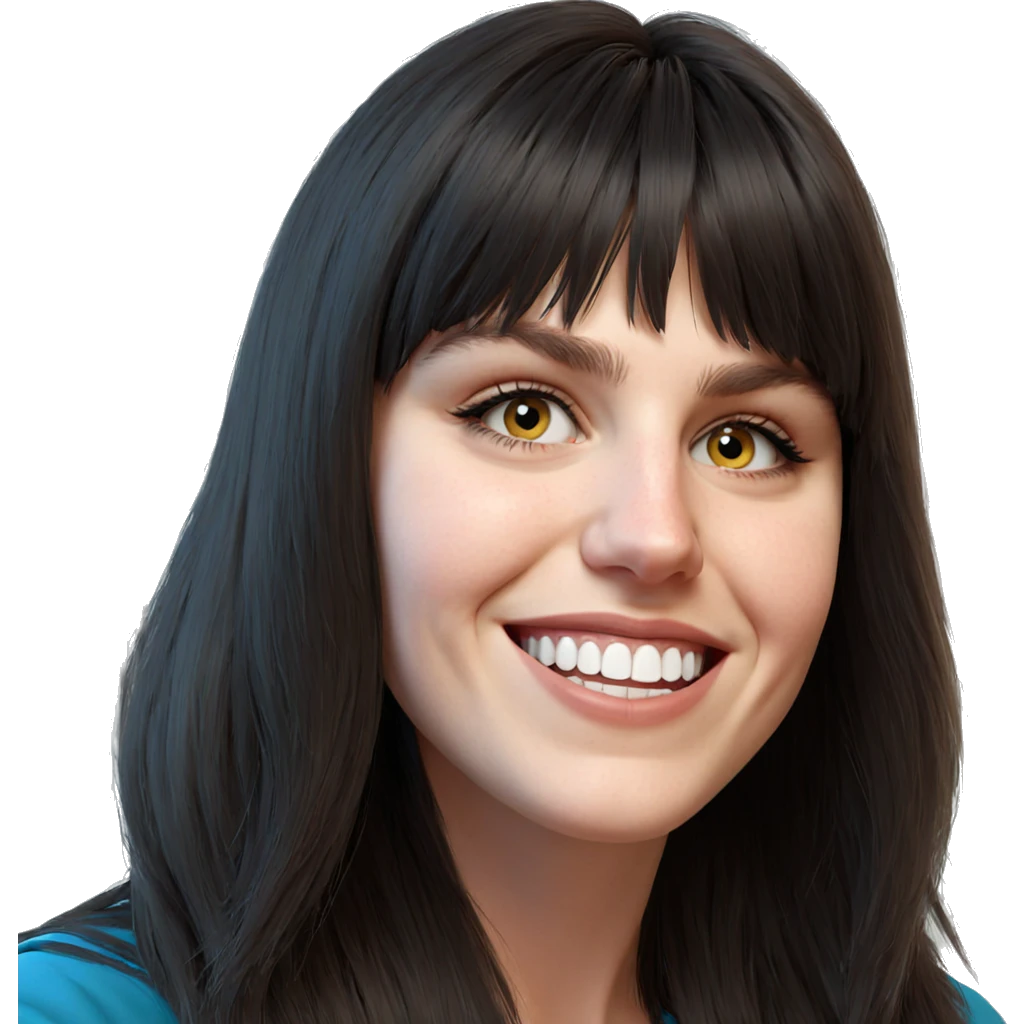 smiling girl portrait with bangs emoji