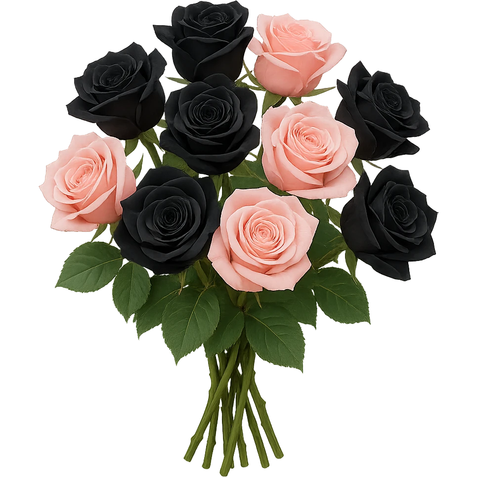 bouquet of black and pink roses , remove background emoji