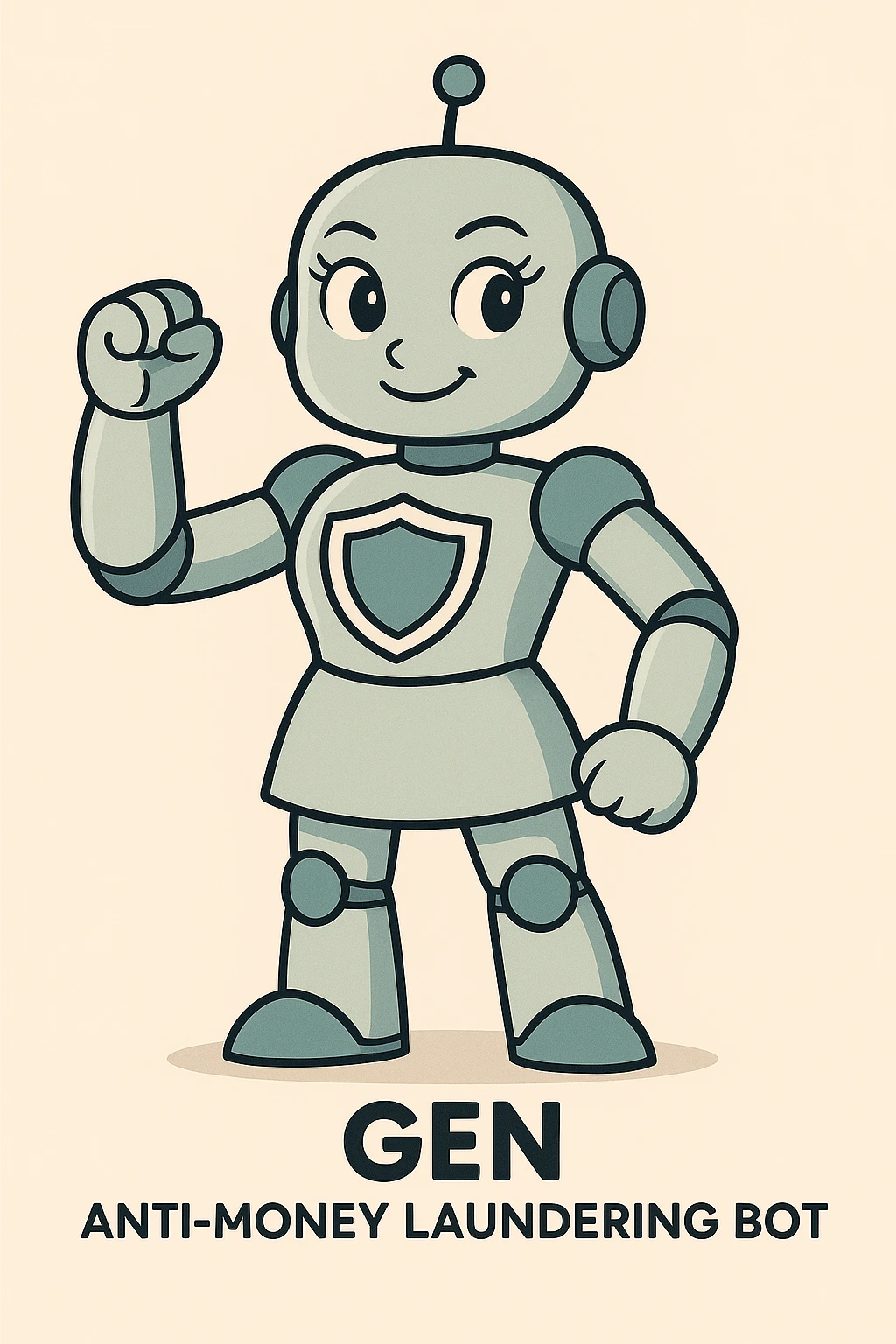 Transform the anti-money laundering robot into a more feminine look while keeping her friendly and determined expression, in a modern and approachable style. emoji