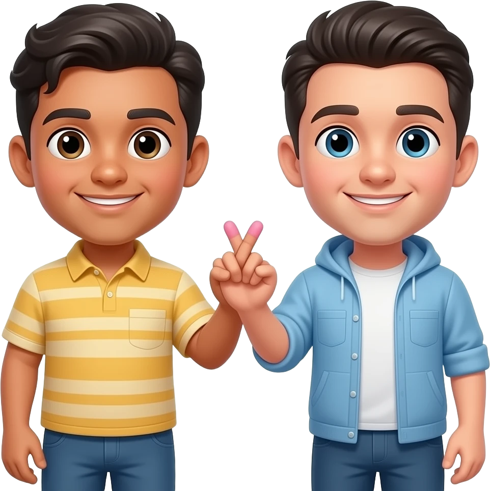 two boyfriends doing a pinky promise in love, hand in hand, pinky wrapped around each other's pinky. one Mexican and the other is a whiter Guatemalan. emoji