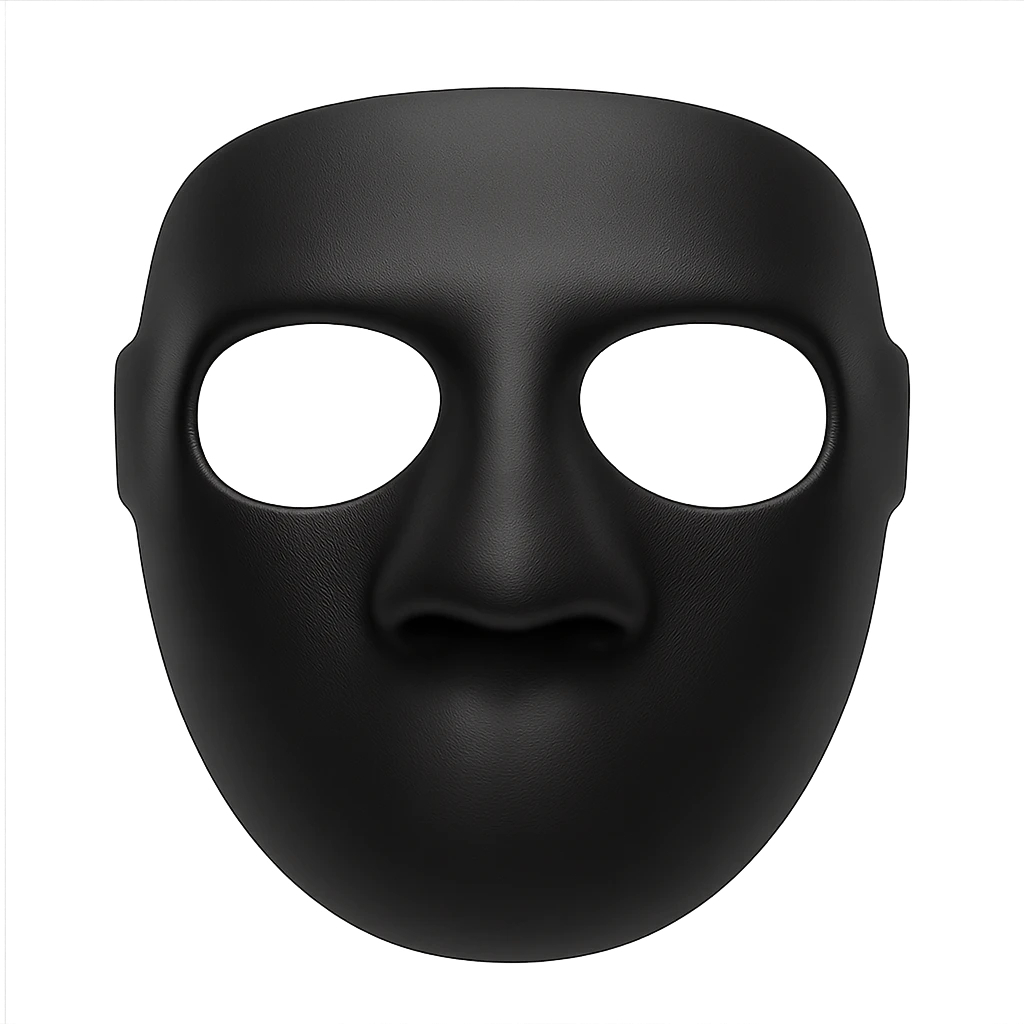 NBA-style black mask as worn by Kyrie Irving, modern, minimal, focus on mask shape, front view emoji