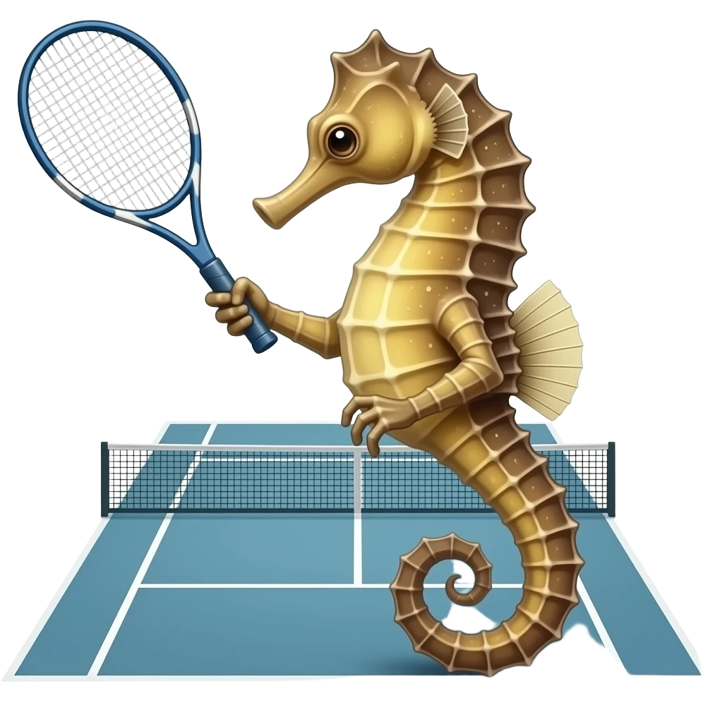Seahorse fighting on tennis court emoji
