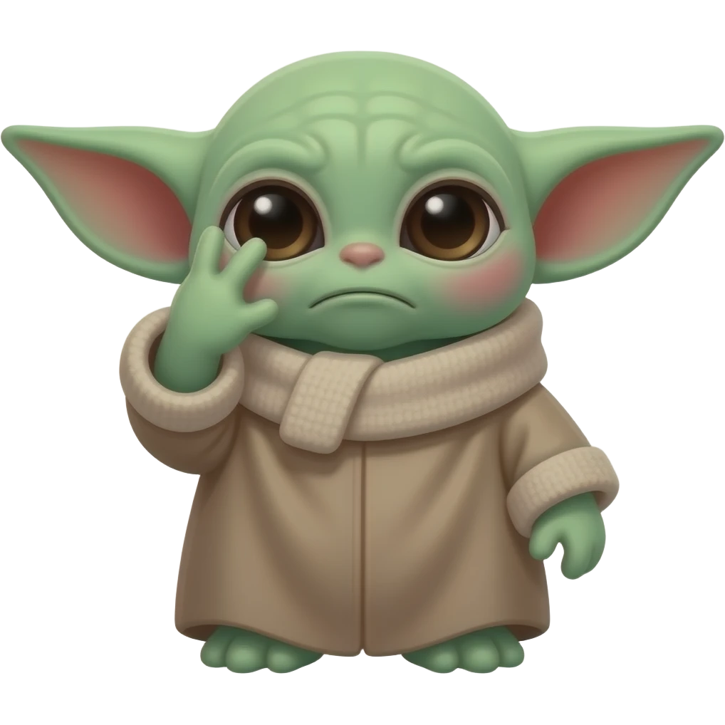 grogu placing his hand on his face in frustration emoji