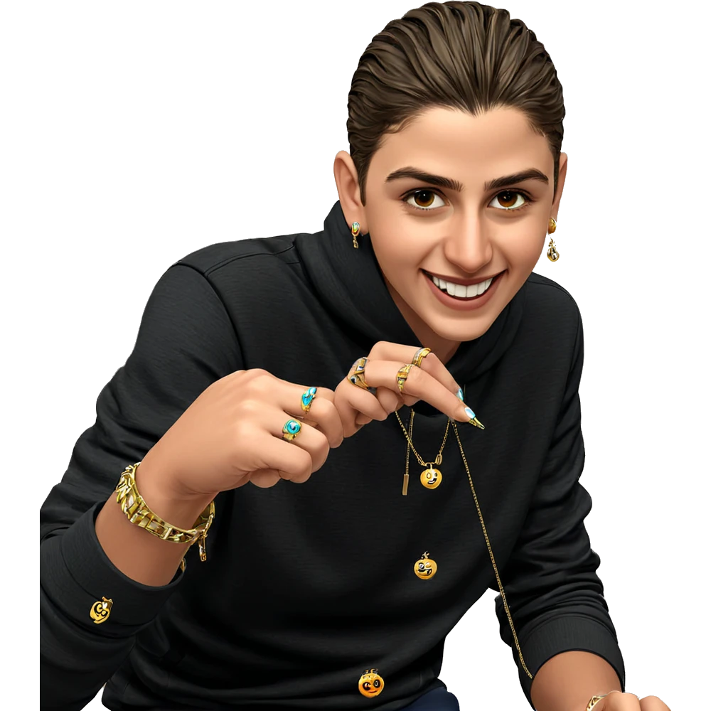 smiling boy with jewelry indoors emoji