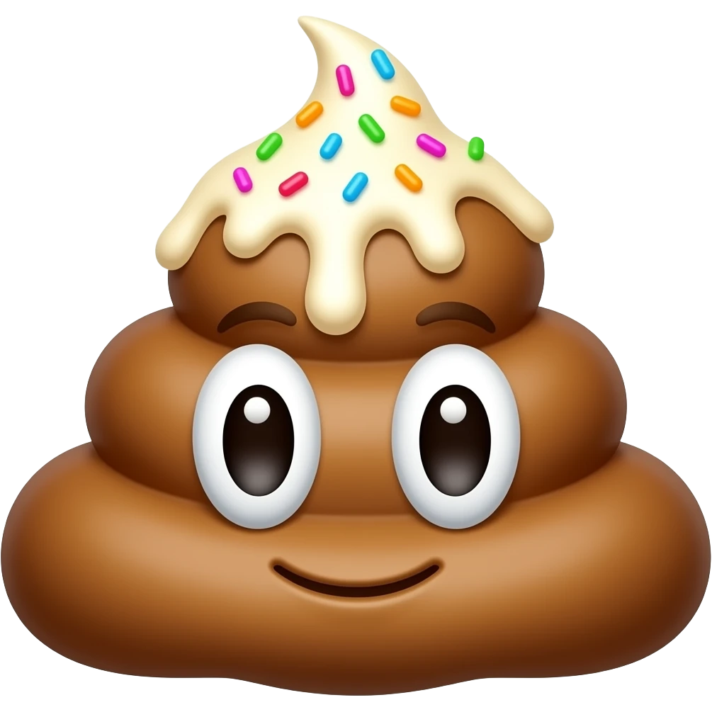 Poop with ice cream and sprinkles on top emoji