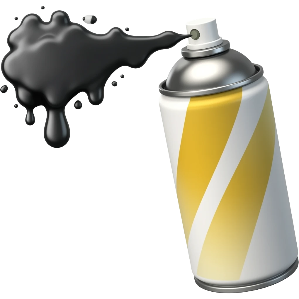 Spray can with black paint spraying from the tip emoji