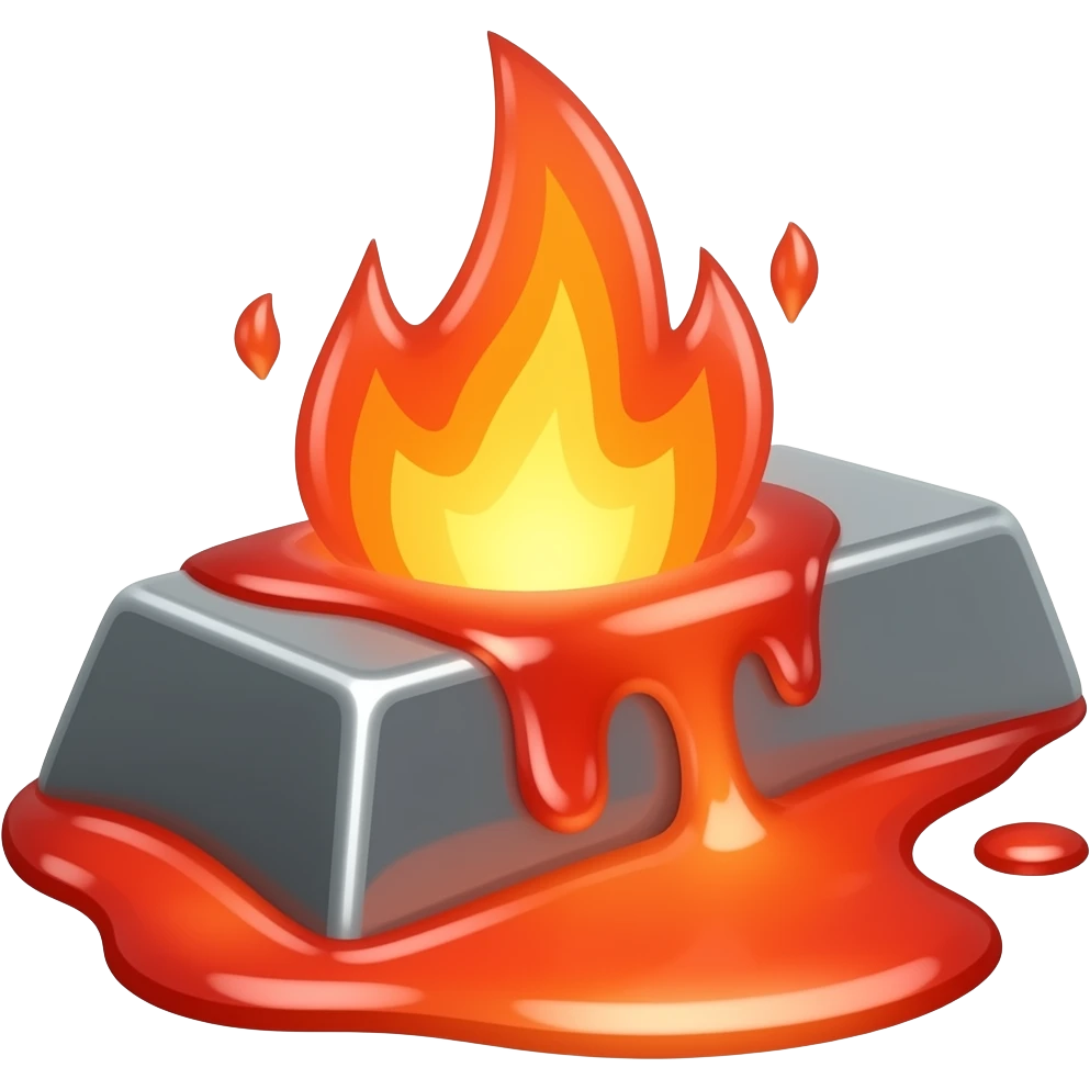 Simple red hot melting metal bars emoji