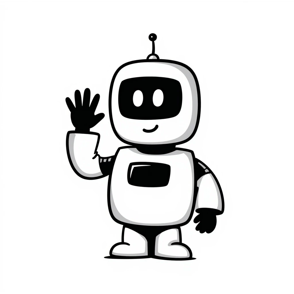 robot in the exact pose of the standard salute emoji, head and body resembling the classic robot emoji, hand-drawn doodle style emoji