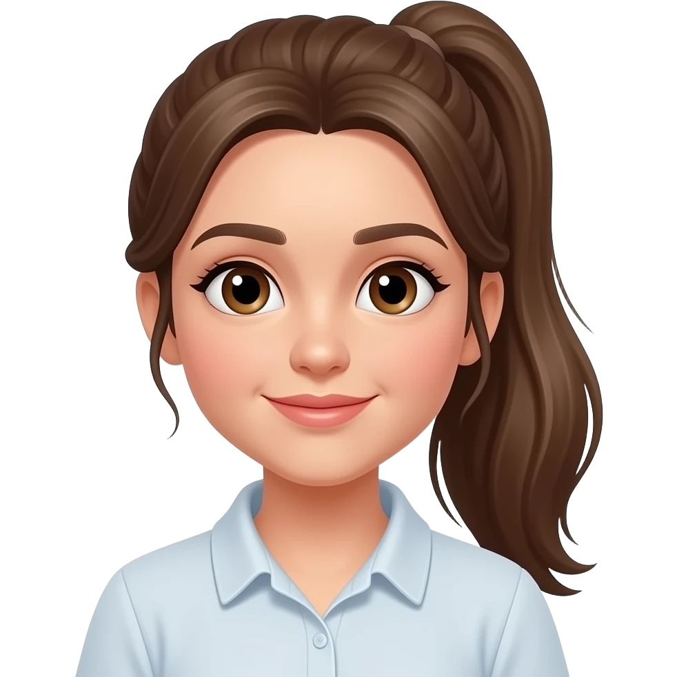 brown long haired white girl ponytail no bangs emoji