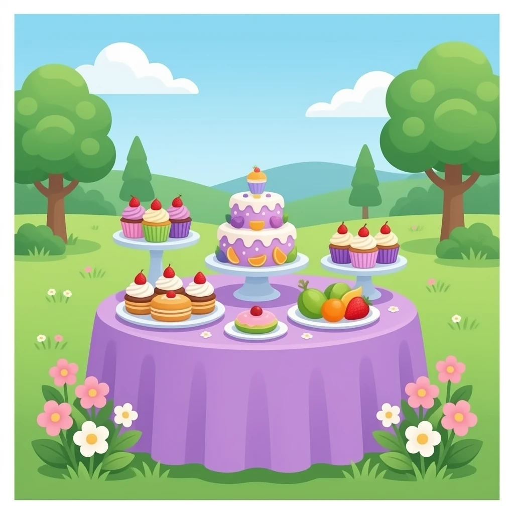 green purple Dessert table setup transparent background inspired by barbie colour pallete emoji