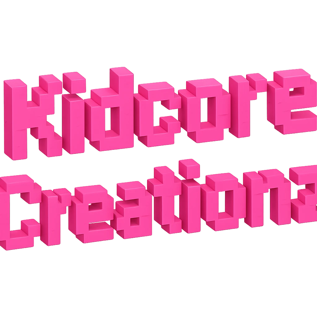 Add the word Kidcore Creationz in Pink emoji
