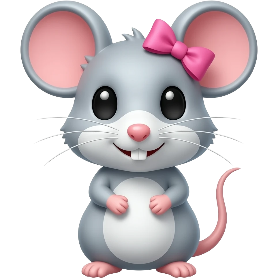 Emoji topolina con fiocco rosa in testacon cuore emoji