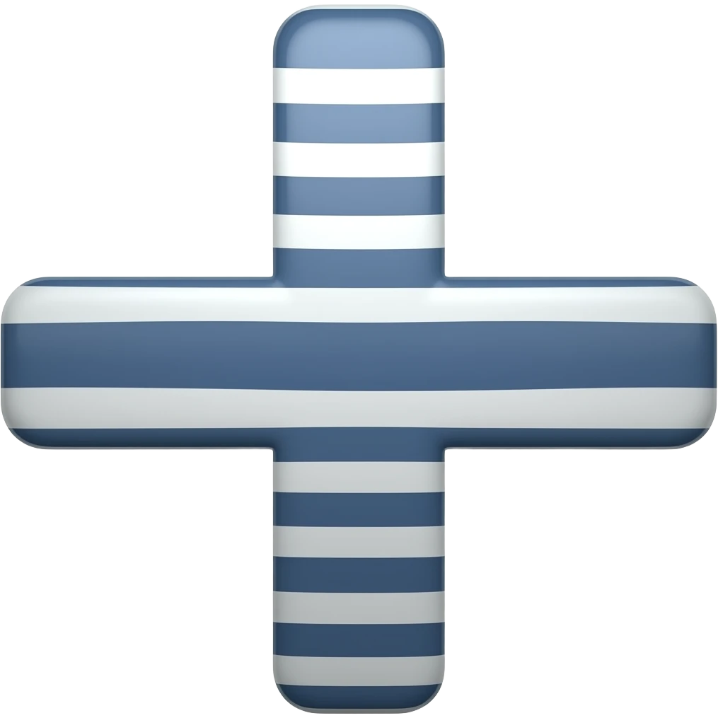 White and dark blue horizontal striped cross emoji