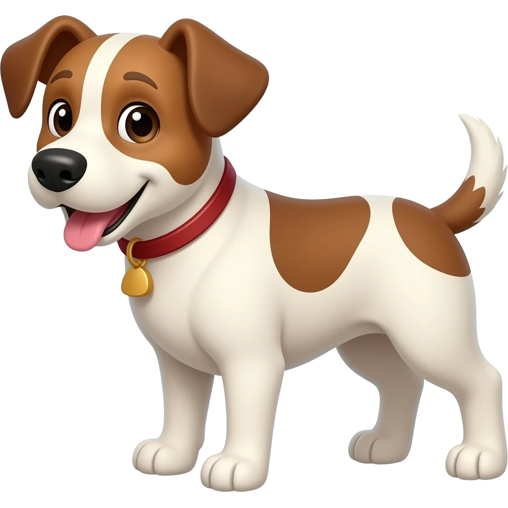 Cartoon 2d brown and white dog emoji