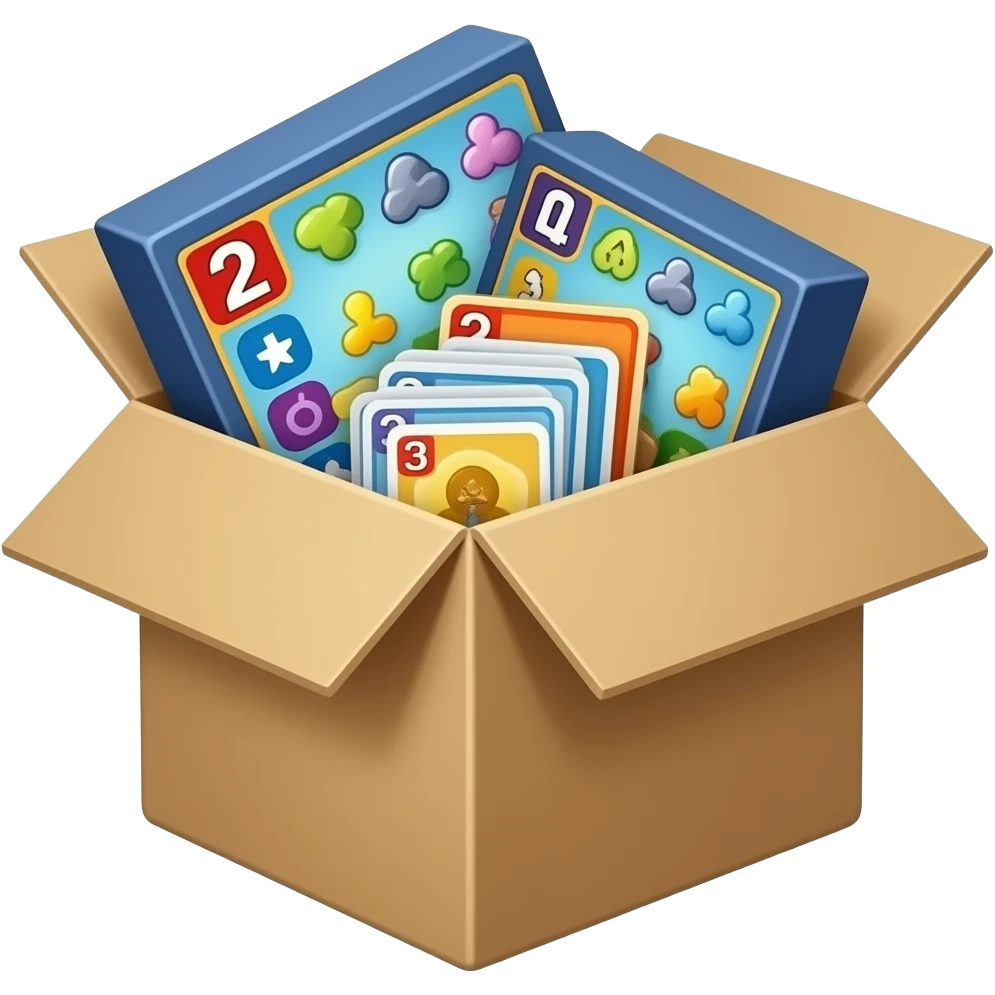 A stack of boxes with board games inside emoji