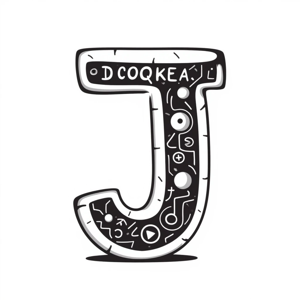 A fusion of the letter J and AI, representing artificial intelligence emoji