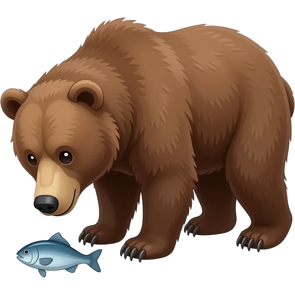 grizzly bears looking at fish emoji