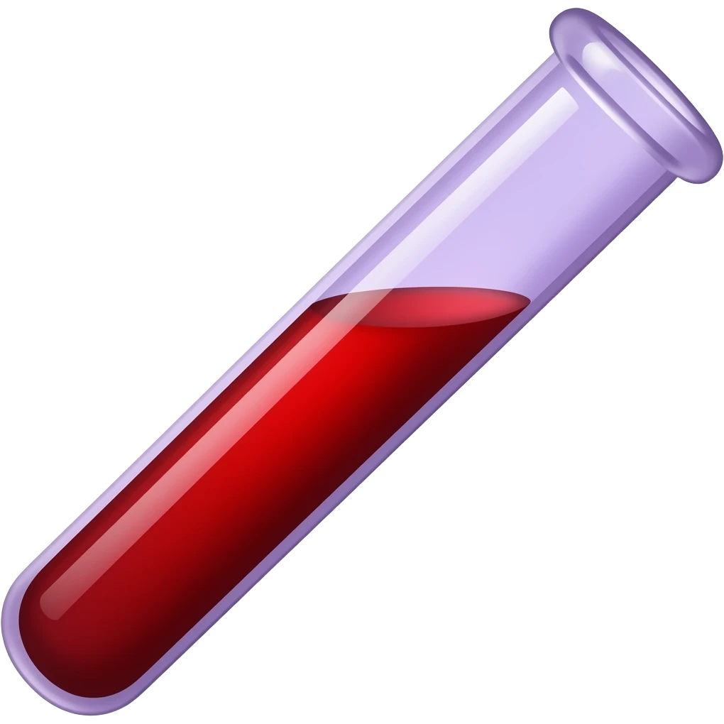 blood test tube in purple the blood in red emoji