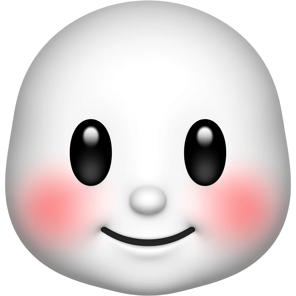 흰색 얼굴의 붉은색 홍조를 하고 있는 귀여운 만화 이모티콘 emoji