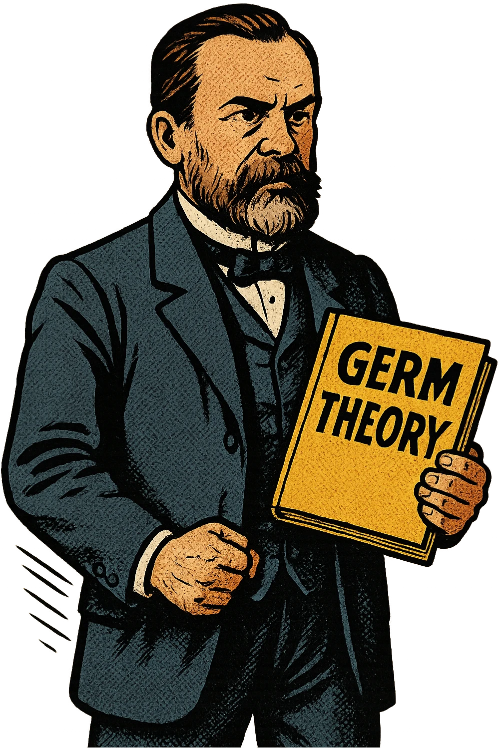 A doctor from the late 1800s standing with a book about the Germ Theory in his hand emoji
