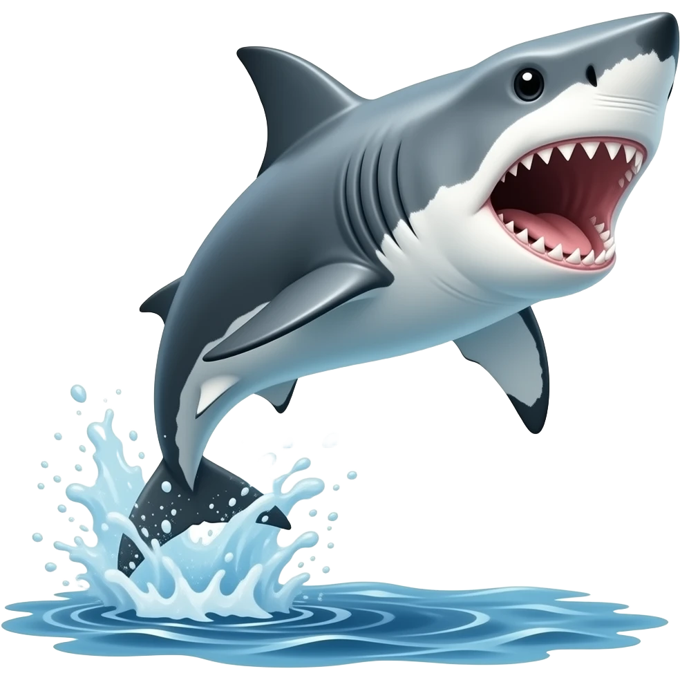 shark jump water open mouth emoji